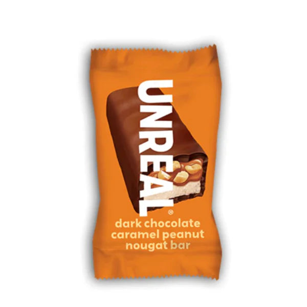 Unreal Mini Barre de Chocolat Noir au nougat, arachides et caramel / 19g