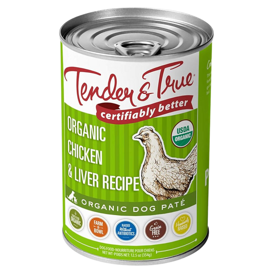 Tender And True Nourriture biologique pour chiens au poulet et au foie / 354 g