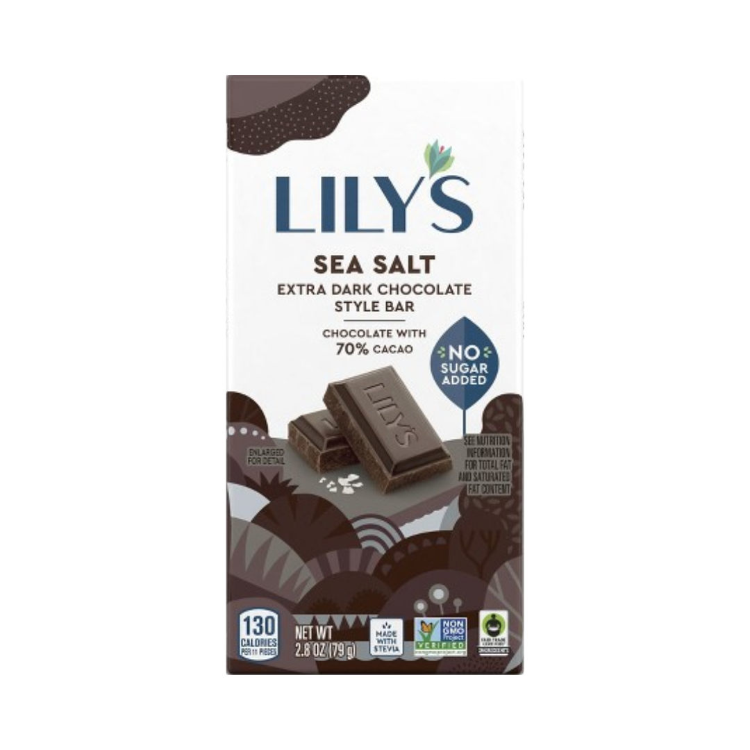 Lily's Barre de style chocolat extra noir au sel de mer / 80g