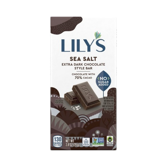 Lily's Barre de style chocolat extra noir au sel de mer / 80g