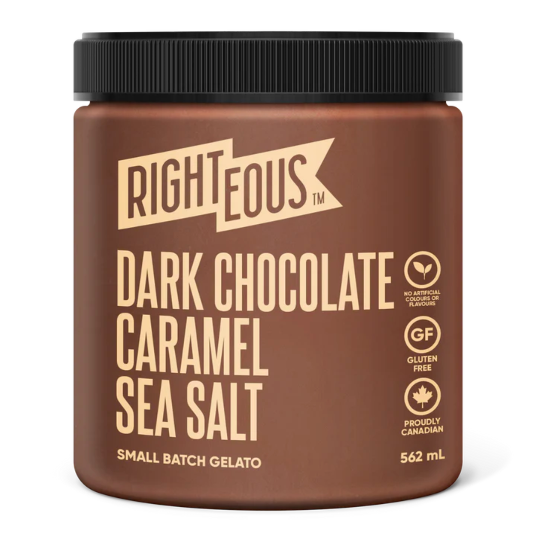 Righteous Dark Chocolate Caramel Sea Salt Gelato / 562ml