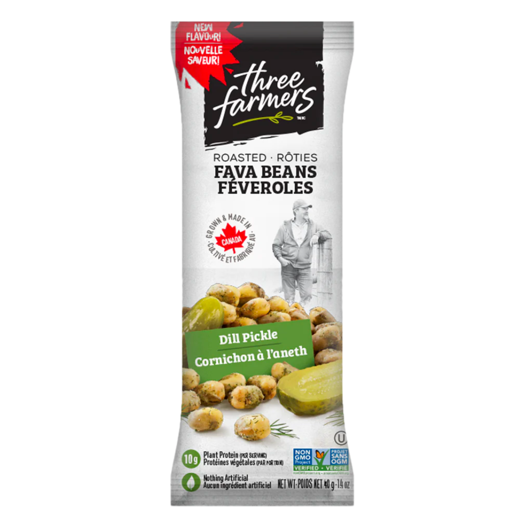 Three Farmers Fava Beans Dill Pickle Snack Packs / 40g