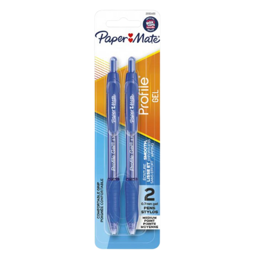 Papermate Profile Gel Medium Point 0.7mm Blue Pens/ 2ct