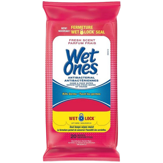 Wet Ones Lingettes antibactériennes pour les mains et le visage / 20 ct