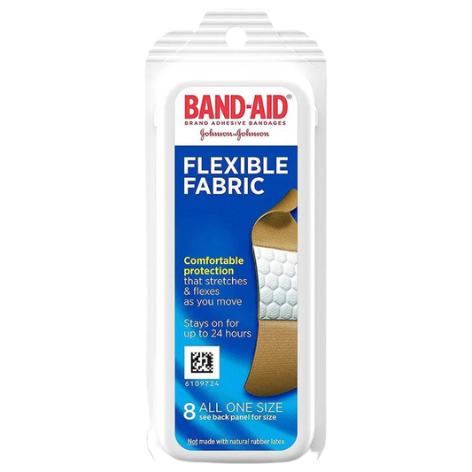 Band-Aid bandages adhésifs tissu flexible taille unique/8ct