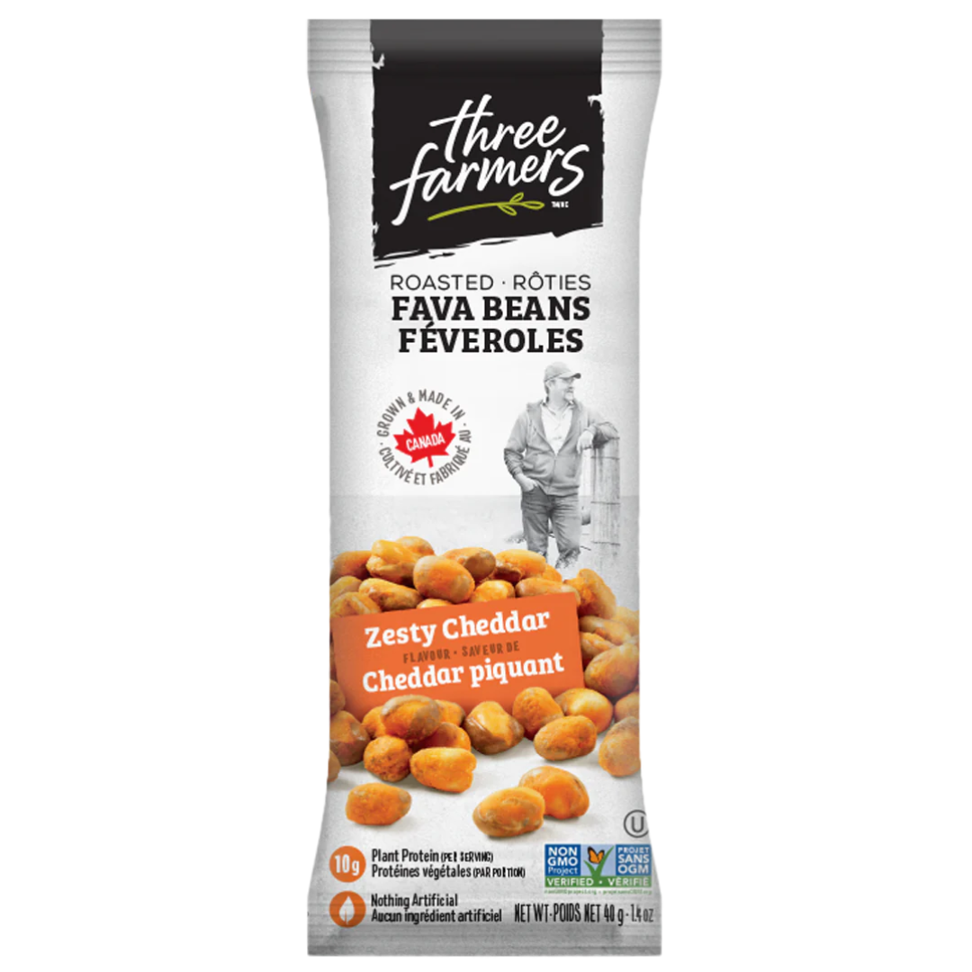Three Farmers Fava Beans Zesty Cheddar Snack Pack / 40g