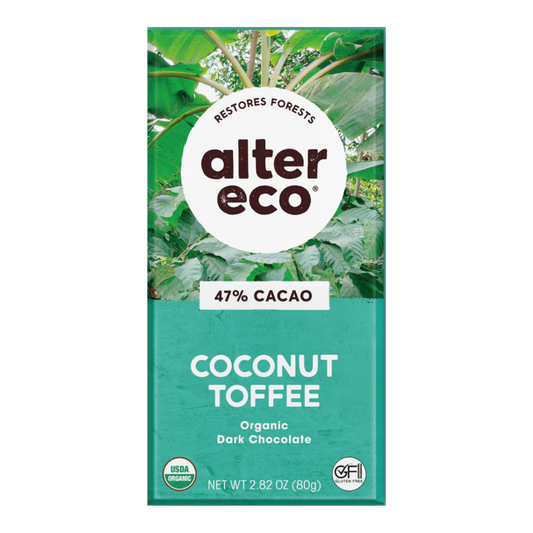 Alter Eco Chocolat Noir 47% au Caramel Salé et Noix de Coco / 80g