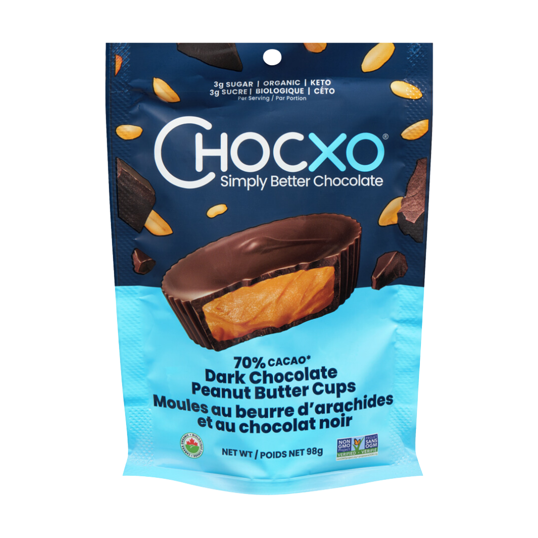 Chocxo 70% Dark Chocolate Peanut Butter Cups Pouch / 98g