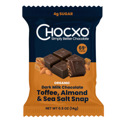 Chocxo Dark Chocolate Toffee, Almond & Sea Salt Snaps Unit / 14g